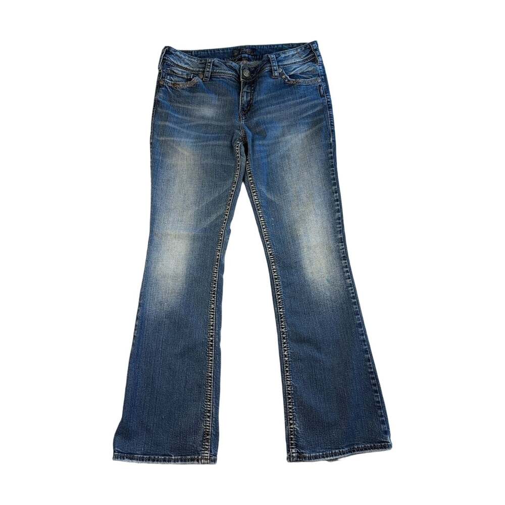 Silver Jeans Co Suki Bootcut Jeans Womens W34 L33 Flap Pocket Embellished Studs